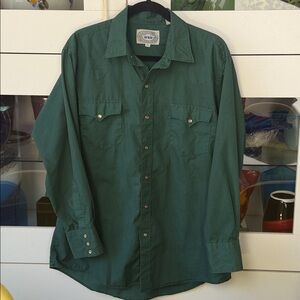 Vintage Western Pearl Snap Shirt ATB Hunter Green Rodeo Cowboy